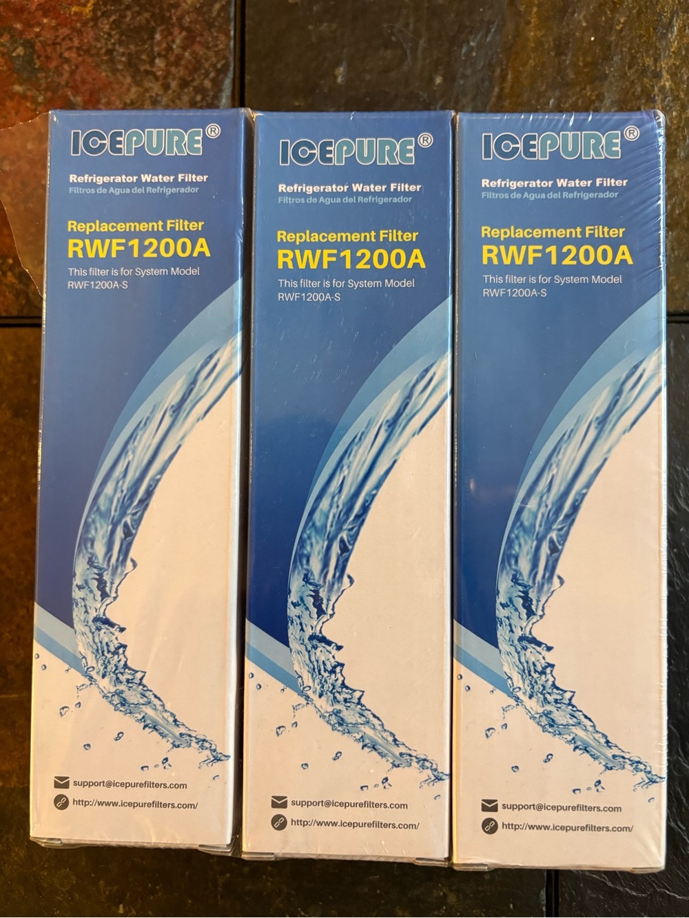 RWF1200A Refrigerator Water Filter Replacement - Blue (3-Pack)